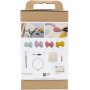 DIY Kit Punch Needle, pastellivrit, tekstiilipussi