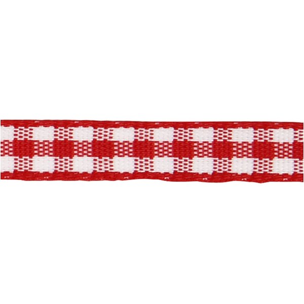 Ruudullinen nauha - punainen/valkoinen - 50 m