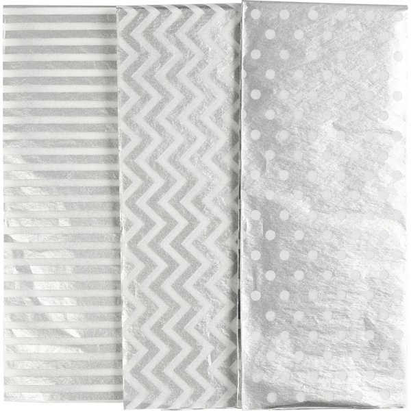 Pehmopaperi - hopea - 50 x 70 cm - 17 g -6 arkkia