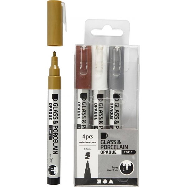 Lasi- ja posliinitussi - ruskea - kulta - hopea - valkoinen - puoliksi lpinkymtn - 1-2 mm - 4 kpl