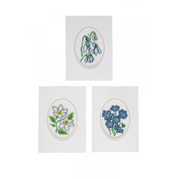 Kirjontasarjan kortit - Wildflowers 3 kpl