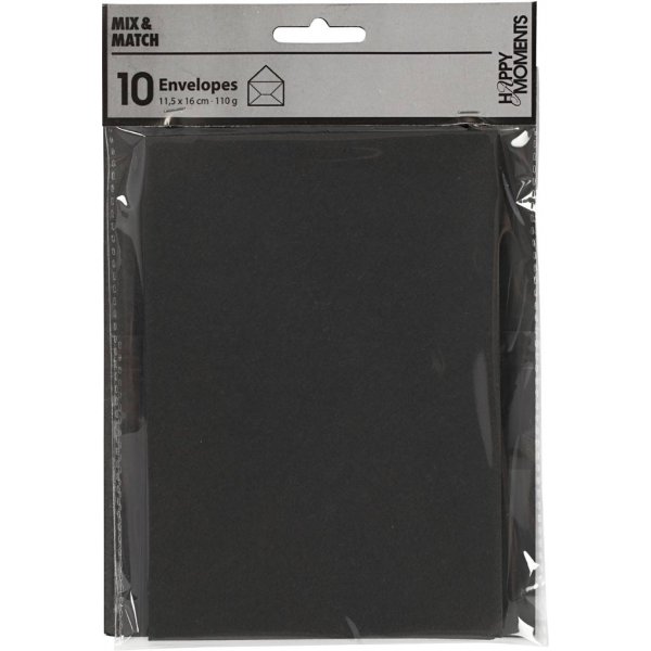 Kirjekuori - musta - 11,5 x 16 cm - 10 kpl