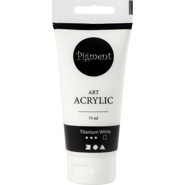 Pigment Art Akryyli - titaani valkoinen - puolikiiltv - lpinkyv - 75 ml
