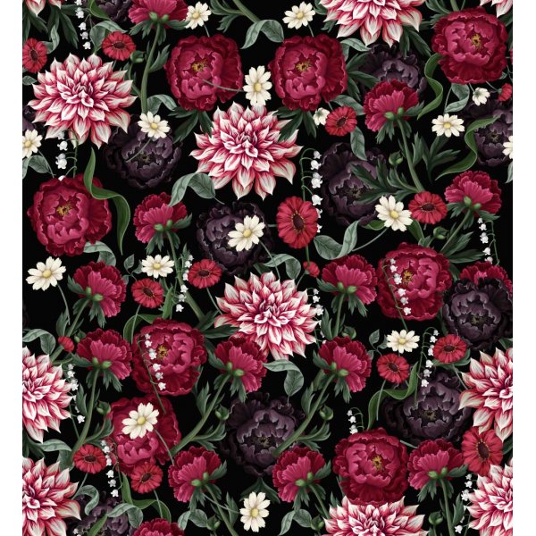 Kuviollinen jersey - Dahlia bordeaux