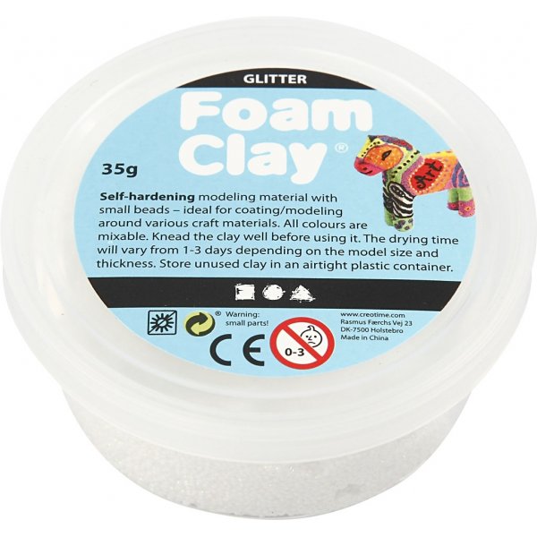 Foam Clay® - valkoinen - glitter - 35 g Foam Clay® - valkoinen - glitter - 35 g