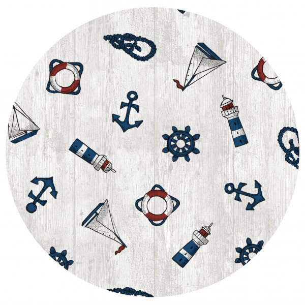 Suojapeite PVC Round Maritime - valkoinen