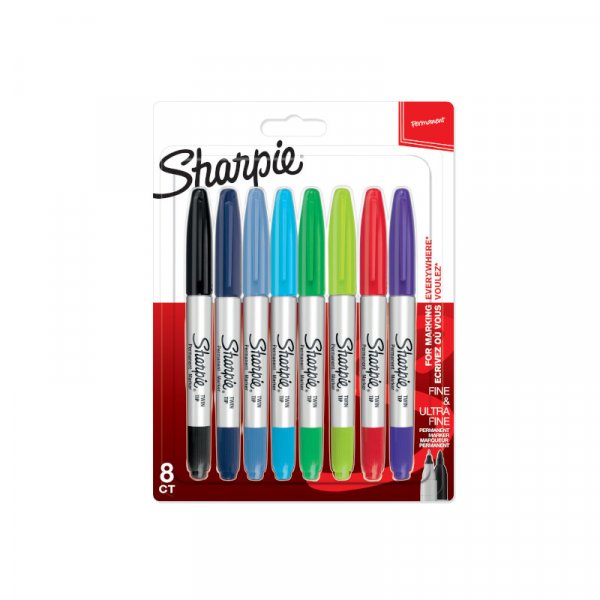 Kuitukynsetti Sharpie Twintip - Pysyv tussi - Eri vrej - 8 kpl