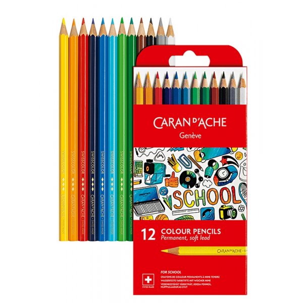 Koulusetti Caran d'Ache Pysyvt vrikynt - 12 vri