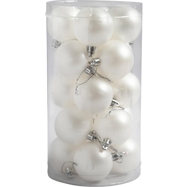 Joulukuusen pallot - valkoinen - helmiinen - 6 cm - 20 kpl