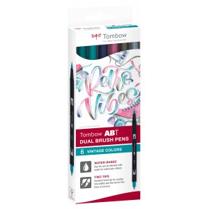 Tombow ABT Dual Brush -kyn� Vintage, 6-pakkaus