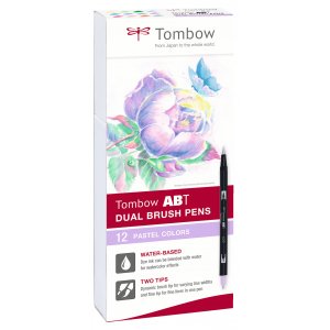 Tombow ABT Dual Brush -kyn� pastelliv�reill�, 12 kpl