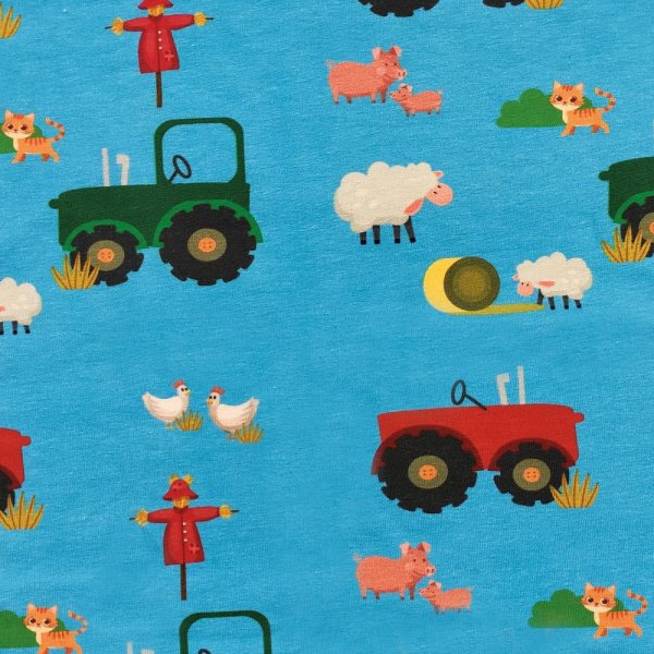 Kuviollinen trikoo 145 cm - Farmer - sininen