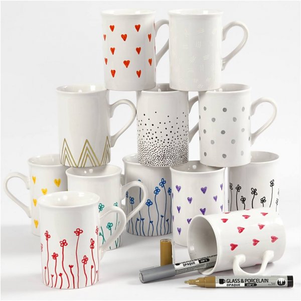 Lasi ja posliini tussit - sekavärit - puoliläpinäkymätön - 1-2 mm - 12 kpl Lasi ja posliini tussit - sekavärit - puoliläpinäkymätön - 1-2 mm - 12 kpl