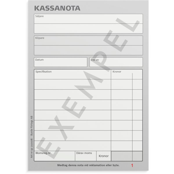 Kuitti - A6 numeroitu