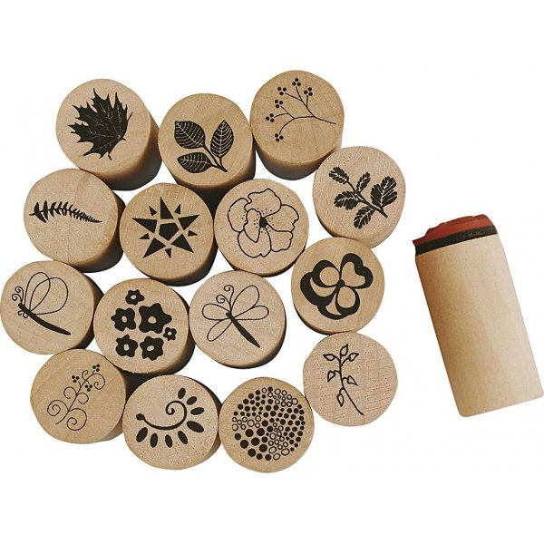 Deco Art postimerkkisetti - kukkia ja lehti - 15 kpl