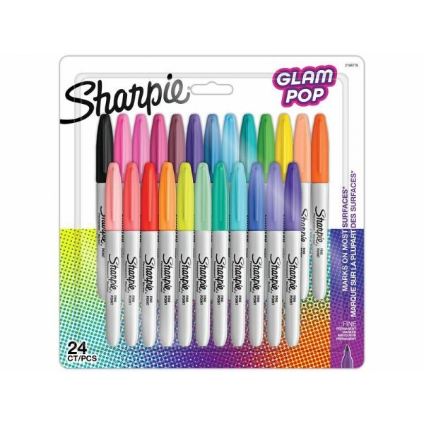 Sharpie Permanent Marker - Glam Pop - 24 kpl