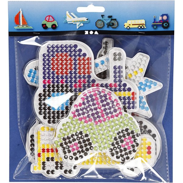 Helmilevyt - auto - lentokone - vene - traktori - bussi ja polkupyörä - 6 kpl Helmilevyt - auto - lentokone - vene - traktori - bussi ja polkupyörä - 6 kpl