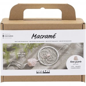 Mini DIY-setti - Makramee-unisieppari ruusukvartsikristalleilla