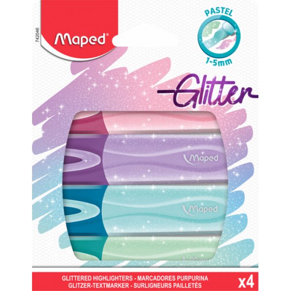 Korostussetti - Maped - Glitter lyijykynt Pastelli 4 kpl