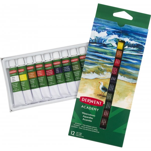 Derwent Academy akvarellimaali 12 ml - 12 vri
