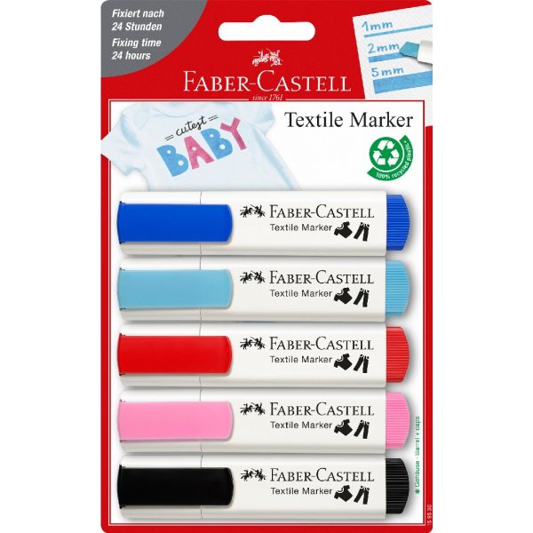 Tekstiilimerkit 5 vri - pastelli