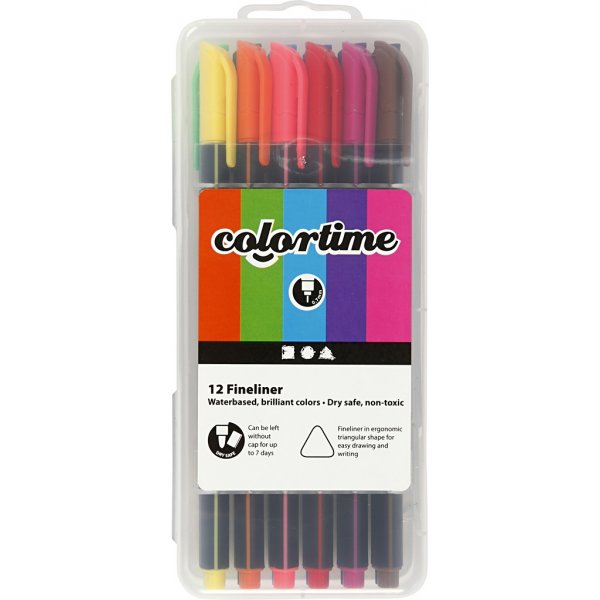 Colortime Fineliner Marker - sekavärit - 12 kpl Colortime Fineliner Marker - sekavärit - 12 kpl