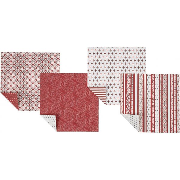 Origami-paperi - punainen/valkoinen - 10 x 10 cm - 50 arkkia