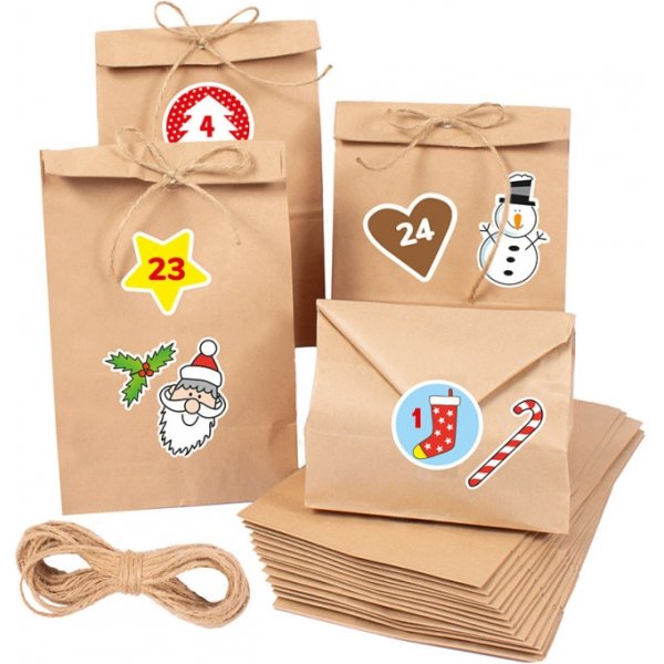 Askartelusetti Joulukalenteri, 24 pussia, 3 tarra-arkkia