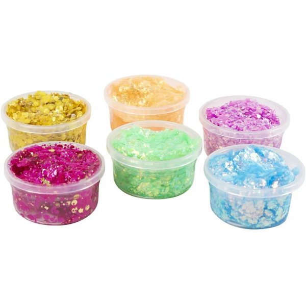 Glitter savi, sekavärejä, 6x20 ml Glitter savi, sekavärejä, 6x20 ml