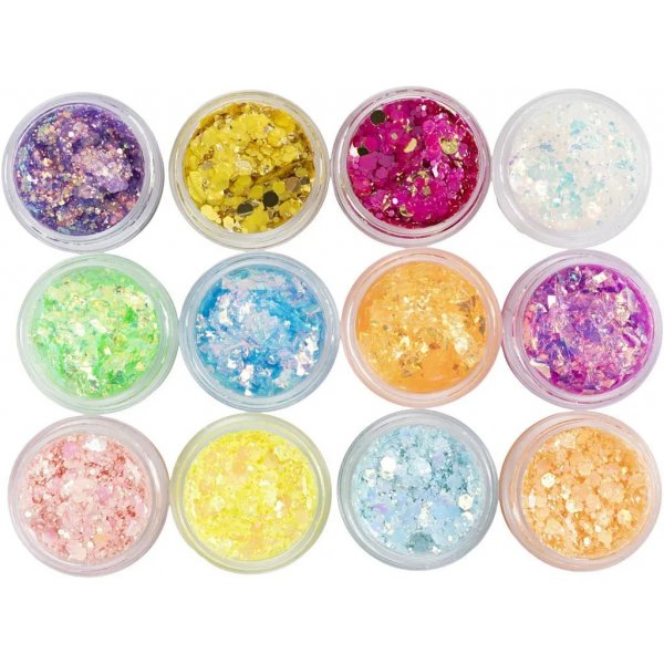 Glitter savi, sekavärejä, 12x5 ml Glitter savi, sekavärejä, 12x5 ml