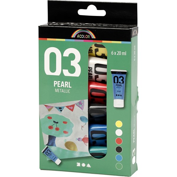 Koulumaali Akryyli - Metalli - vakiovrit - metalli - 6 x 20 ml