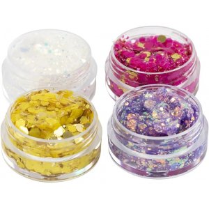 Glitter savi, sekavärejä 4x5 ml Glitter savi, sekavärejä 4x5 ml