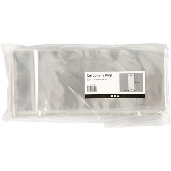 Selofaanipussit korteille 9 x 6,5 cm - 200 kpl