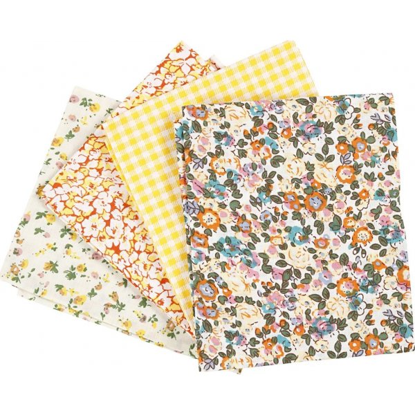 Patchwork kangas - keltainen - 4 kpl