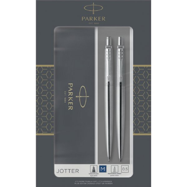 Kynsarja Parker Jotter - Duo kuulakrki- ja neulakynsarja - Ruostumaton ters - Kromikoristelu