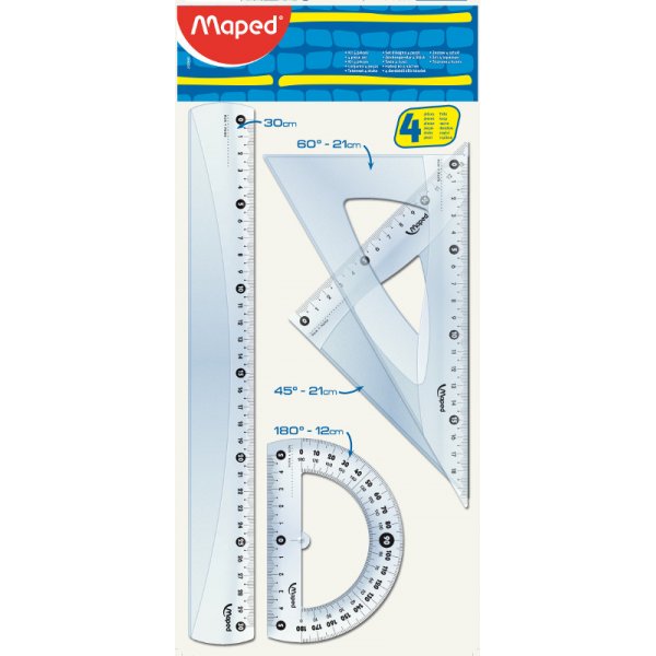 Viivainsetti - Maped - 30cm viivain, 80/12cm viivain, 45/21cm viivain ja 60/21cm viivain