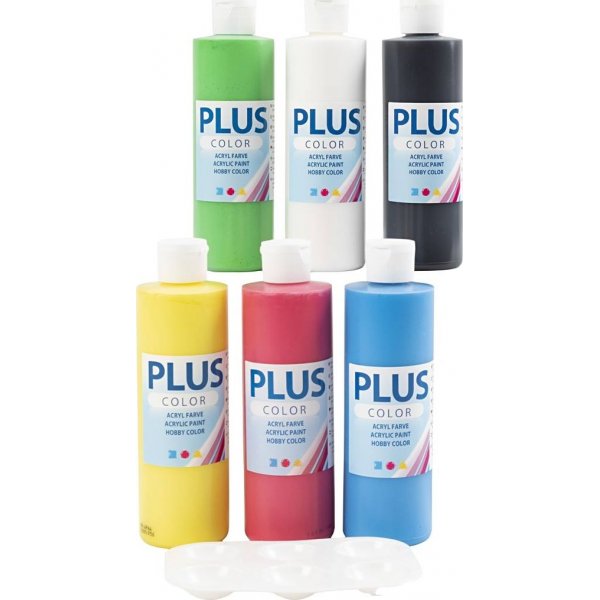 Plus Color Hobby maali - perusvrit - 6 x 250 ml