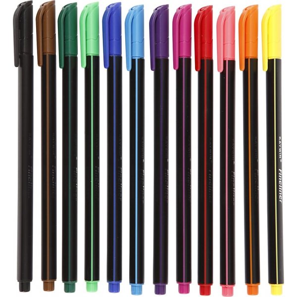 Colortime Fineliner Marker - sekavärit - 12 kpl