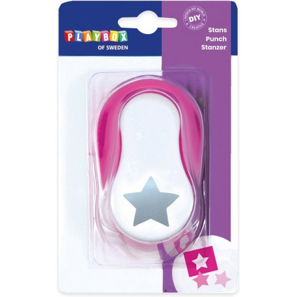 Punch star 3,8 cm - Pinkki/valkoinen