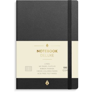 Muistikirja Deluxe A6 musta viivoitettu