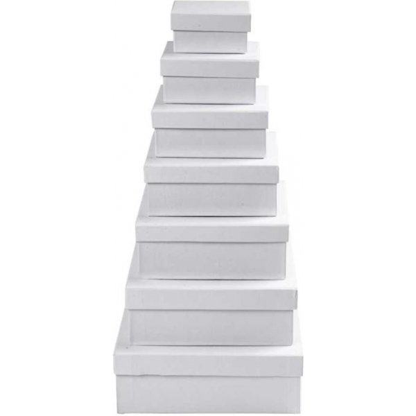 Nelinmuotoiset laatikot - valkoinen - 7 kpl