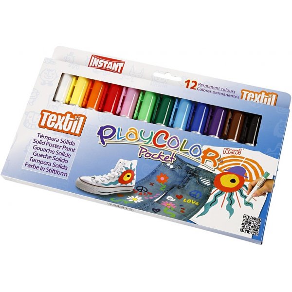 Playcolor Tekstiilimaali - sekavrej - 12 kpl