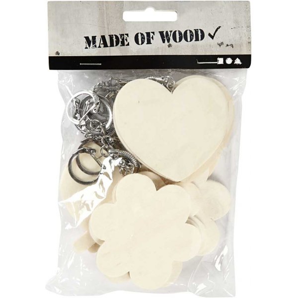 Avaimenperä puisella kyltillä - 12 kpl Avaimenperä puisella kyltillä - 12 kpl