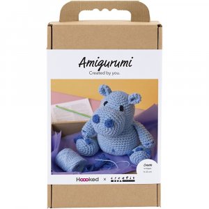 Tee-se-itse amigurumi-setti, virtahepo sininen ja vaaleansininen - 1 pakkaus.