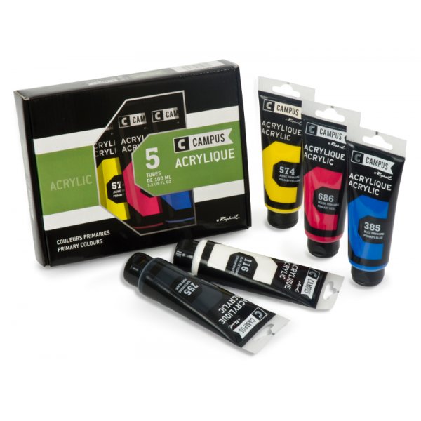 Akryylimaalisarja Campus - 5 x 100 ml putket
