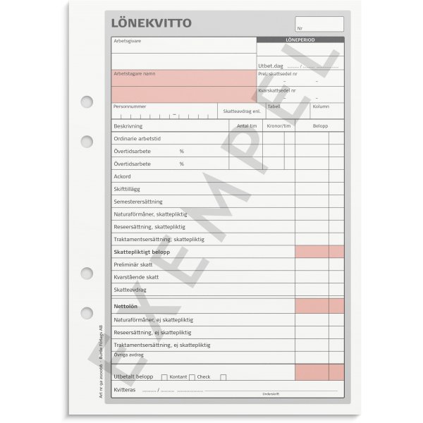 Palkkakuitti - A5 ja 1 kappale Palkkakuitti - A5 ja 1 kappale