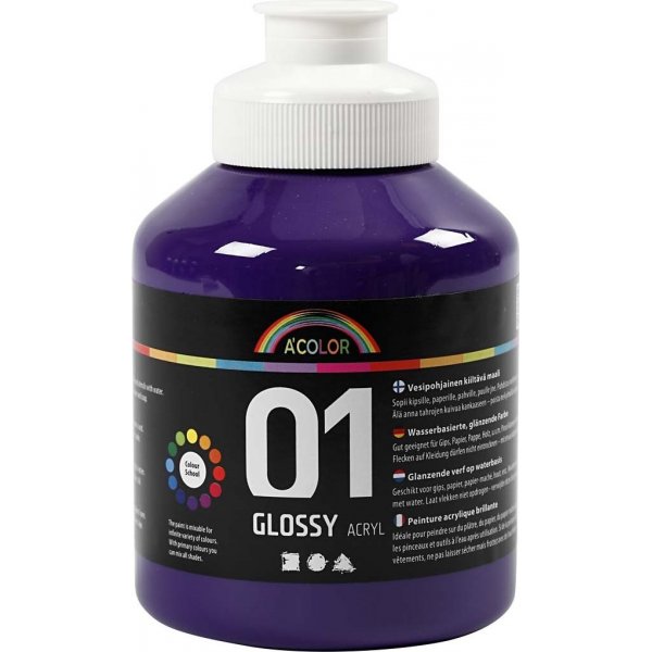 Koulumaali - Akryyli - violetti - kiiltv - 500 ml