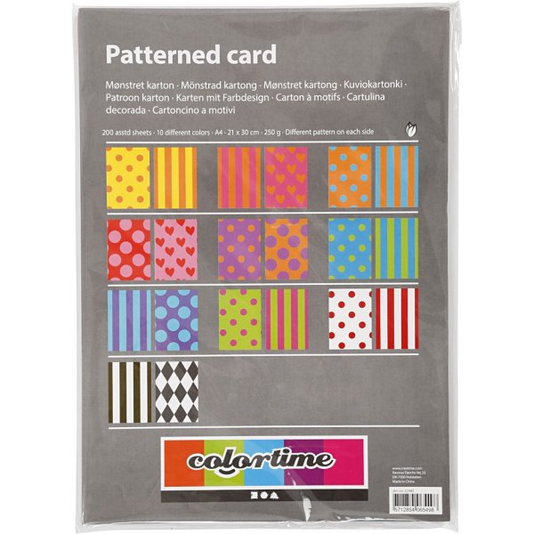Kuvioitu pahvi - sekavrej - A4 - 200 arkkia
