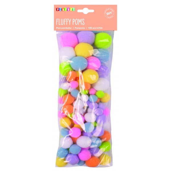 Pompom pastelliv�rit 100 kpl