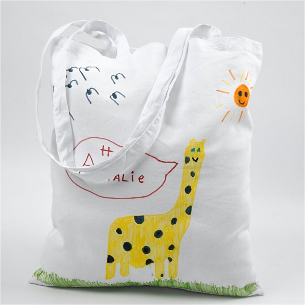 Tekstiilikassi - valkoinen pitkll kahvalla - kevyt luonnollinen lyhyt kahva - 2 x 10 kpl